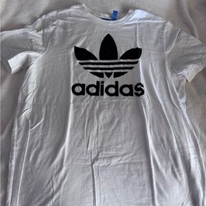 adidas White Tee with Blue Trefoil Tag
